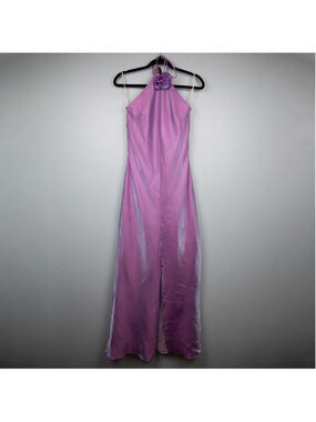 Vintage 90s Kiki lilac metallic halter maxi formal dress-M